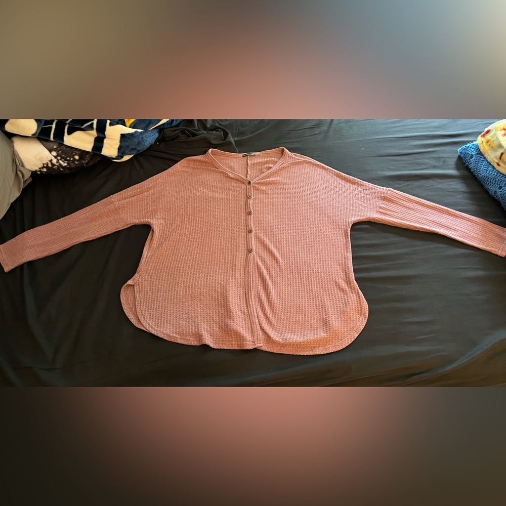 Women’s Miholl waffle knit half button down top in size xxl